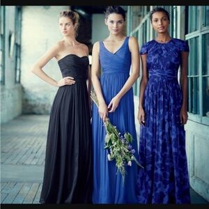 JCrew $365 Silk Chiffon Heidi Gown Newport Navy Maxi Size 0 Long V Neck Zip Back